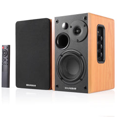 80W 2.0 Hifi Speaker Bookshelf Bluetooth Speaker Sound System Wood Music Speakers for TV Computer Soundbar 4.5Inch USB