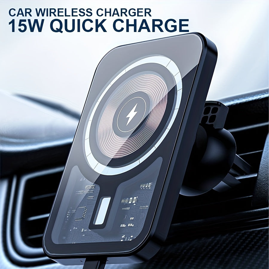 C19T Suitable For Car Wireless Charger, Support 15W Car Magnetic Wireless Charger, For IPhone 14/13/12/11 Pro Max/XR/XS MAX/X/8 Plus