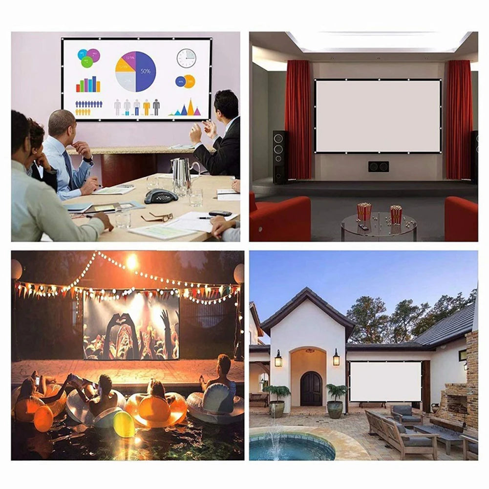 Portable HD Projector Screen - 16:9 Ratio, 60-150 Inch Sizes, Home Cinema & Outdoor Theater Display