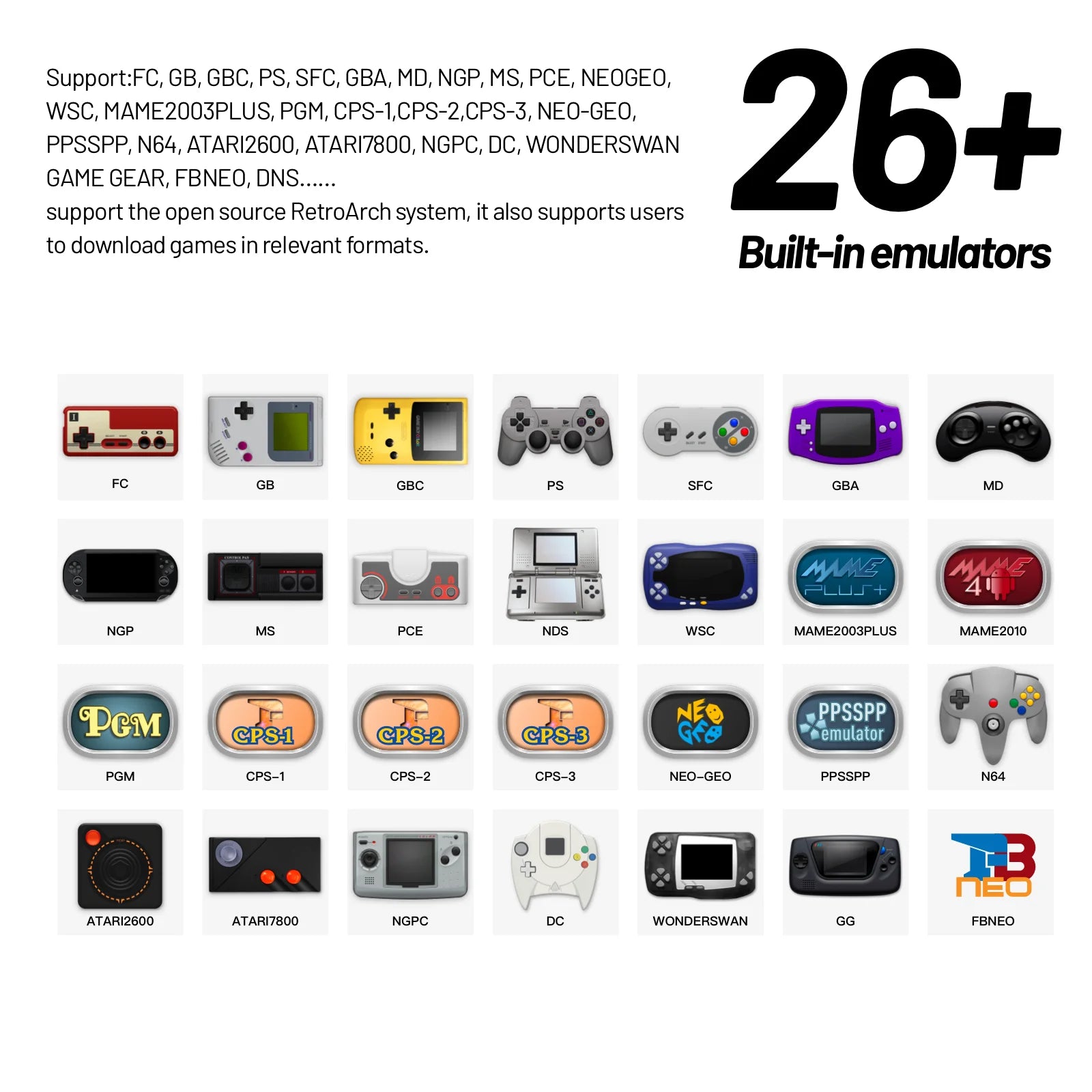 Smart Pro Handheld Game Console - 4.96'' IPS Screen, Linux System, Joystick, RGB Lighting, Retro Video Game Player