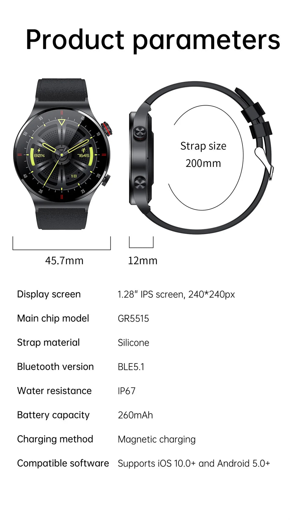 GPS ECG+PPG Bluetooth Call Pametni sat Muški 2024 Sportska narukvica NFC Vodootporan Prilagođeno brojčanik Muški pametni sat za IOS Android