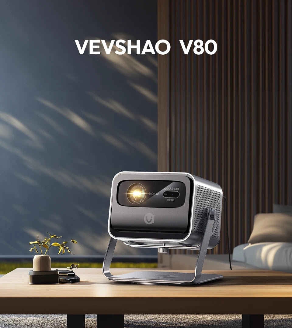 VEVSHAO V80 DLP Projector Full HD 1080P, 2200 ANSI Lumens, Android 11, WiFi 6