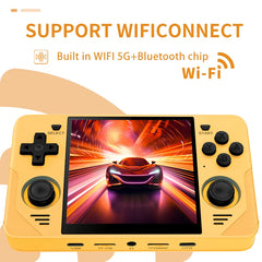 POWKIDDY RGB30 Retro Handheld Game Console | 4'' IPS Screen, 720x720, WiFi, RK3566, Yellow – Ideal for Children's Gifts