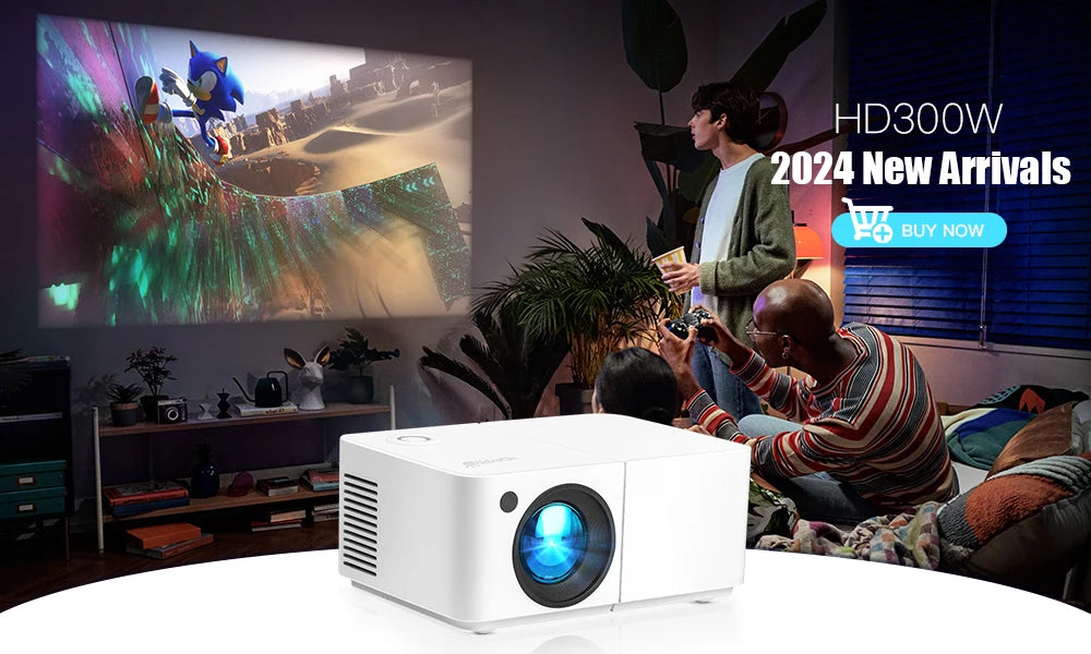 Thundeal HD300 Portable Projector | 1280P, 5G WiFi, 300 ANSI, iOS/Android Connection for Office & Home Theater