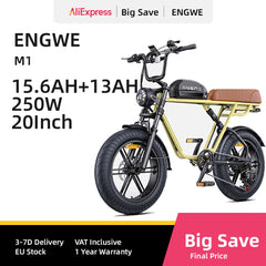 ENGWE M1 Electric Bicycle 250W Motor Hydraulic Brake 20*4.0-In Fat Tire All Terrain E-bike