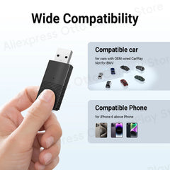 Mini Wireless CarPlay Adapter | Bluetooth WiFi Fast Connect Dongle, Plug & Play for OEM Wired CarPlay, Compatible with iPhone iOS 10+