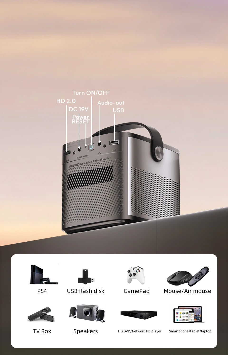 BYINTEK U80 Max 3D 4K Projector - Portable DLP Home Theater with Android 11, WiFi, 1080P HD, and Built-in Battery