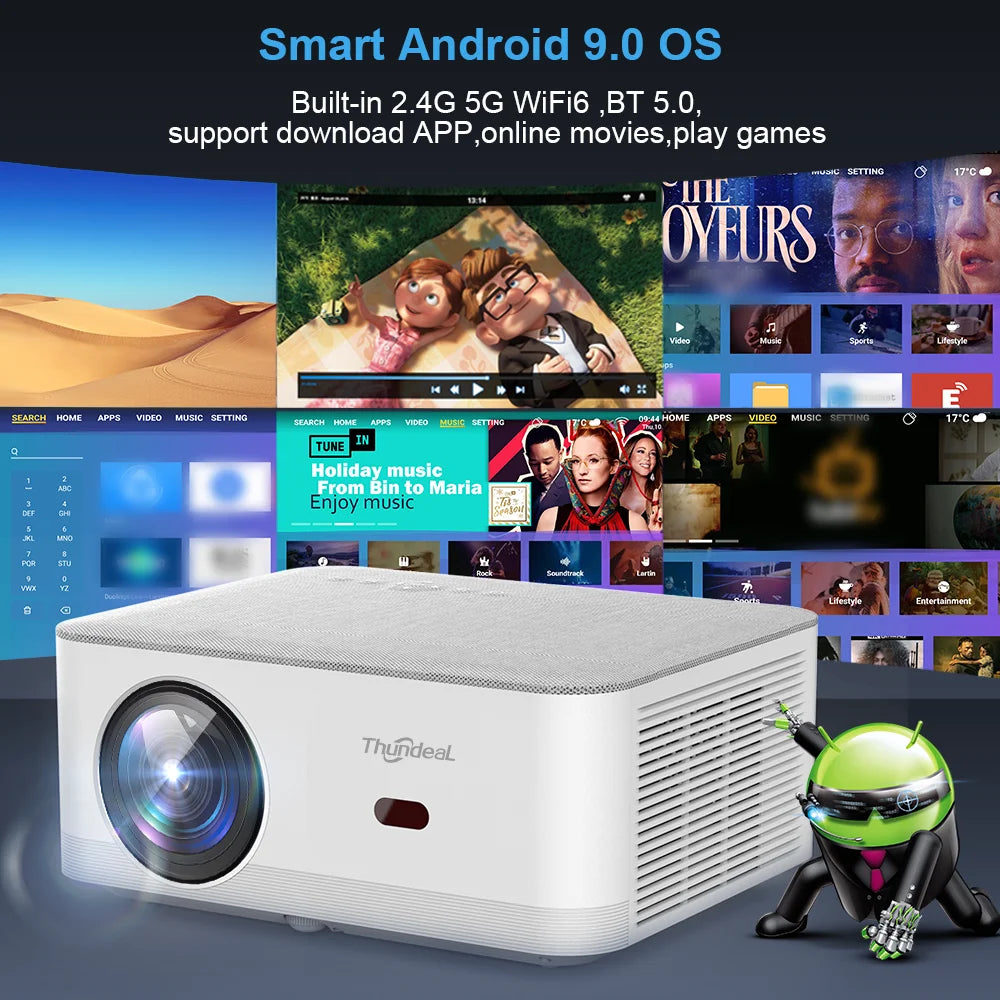 ThundeaL TD92 Pro Prenosný Mini Projektor - 1080P FHD, 4K Video, WiFi, Android, 3D Domáce Kino Systém