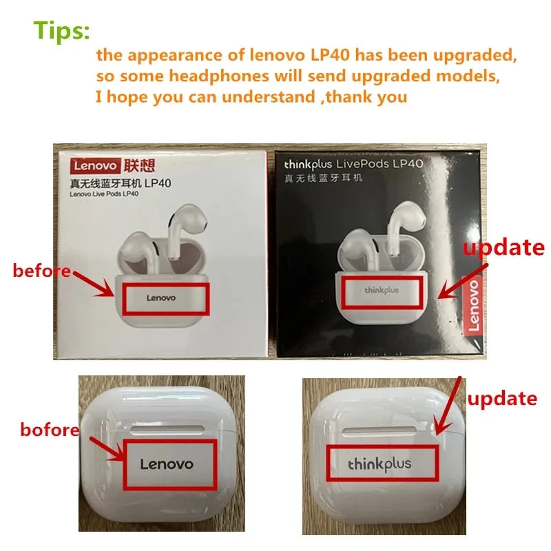 Lenovo LP40 Bluetooth Earbuds | HIFI Sound, Bluetooth 5.0, TWS Wireless Stereo