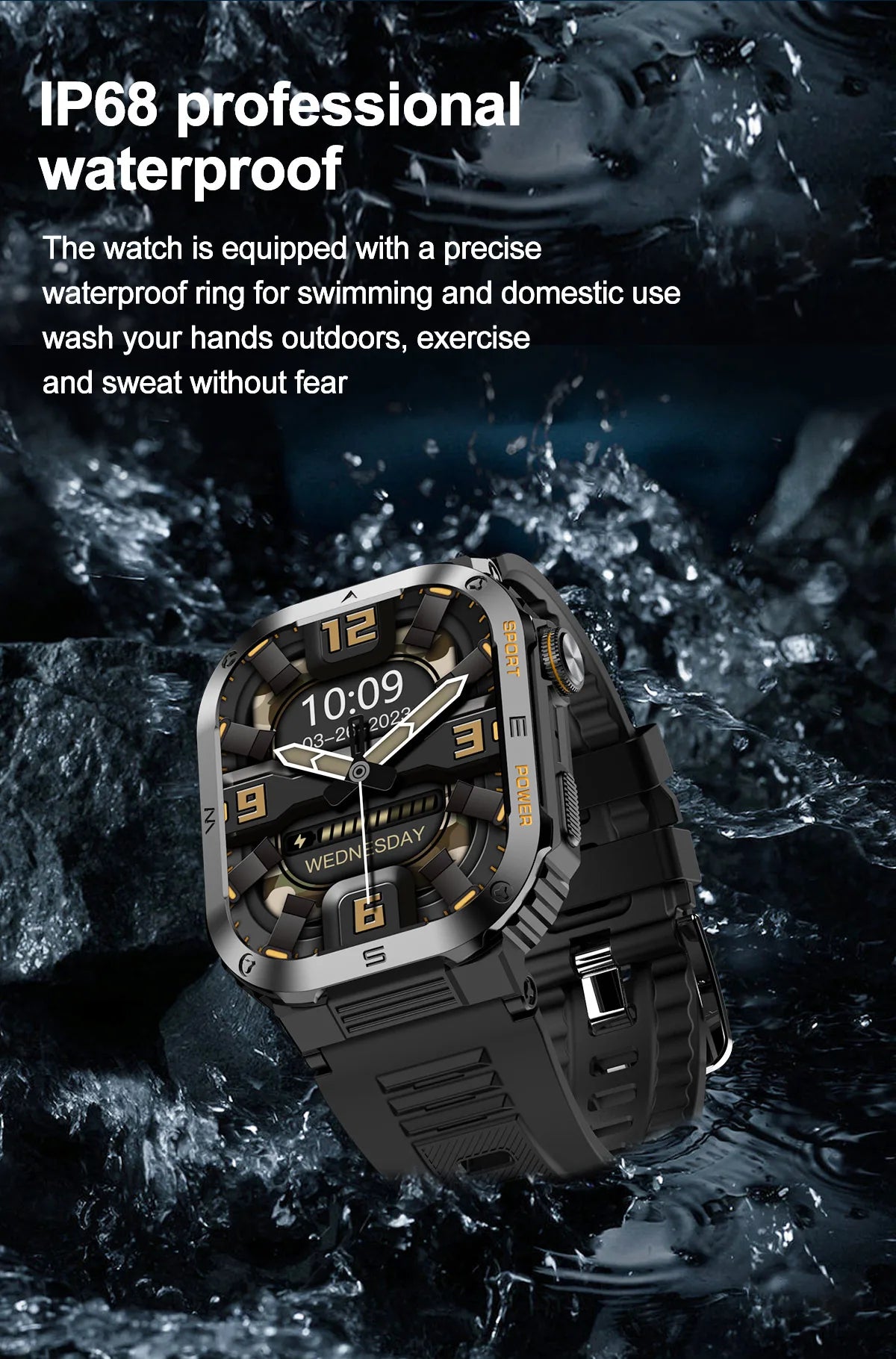 Men's Rugged Outdoor Smartwatch with Bluetooth Call | 100+ Sports Modes | Advanced Activity Tracker | Compatible with iOS & Android