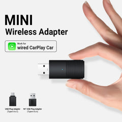 Mini Wireless CarPlay Adapter | Bluetooth WiFi Fast Connect Dongle, Plug & Play for OEM Wired CarPlay, Compatible with iPhone iOS 10+