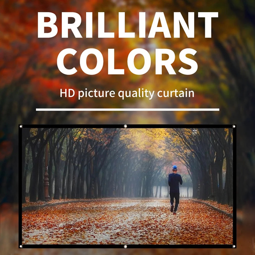 Portable HD Projector Screen - 16:9 Ratio, 60-150 Inch Sizes, Home Cinema & Outdoor Theater Display