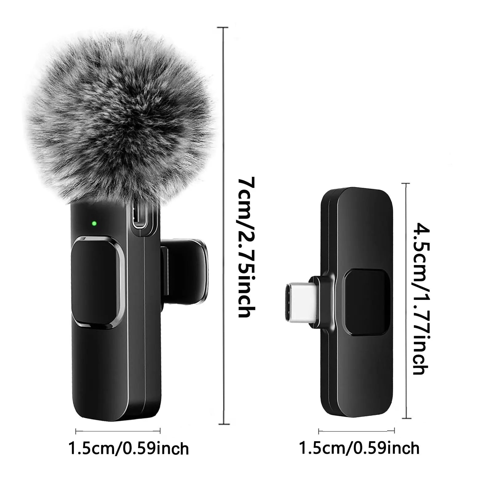 Wireless Lavalier Microphone Audio Video Recording Mini Mic For iPhone Android Laptop Live Gaming Mobile Phone Microphone