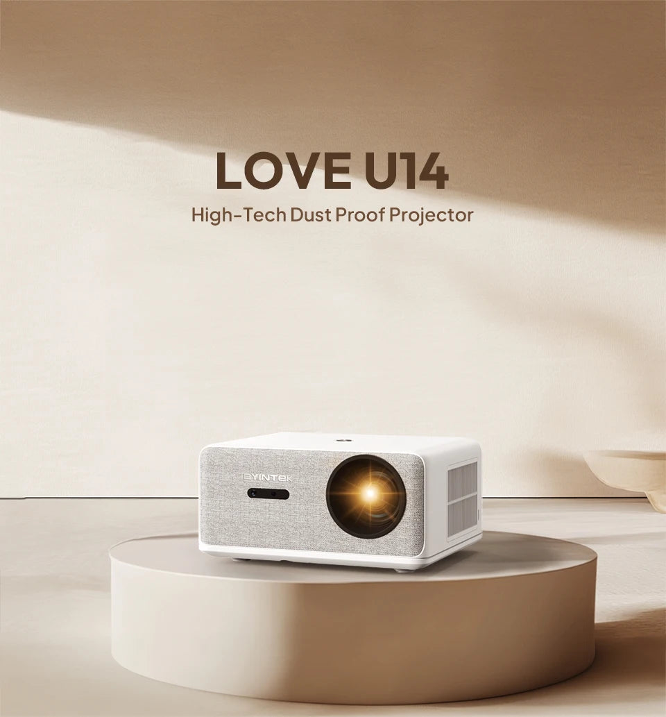 BYINTEK LOVE U14 4K Smart Projector - 1250 ANSI Lumens, Full HD 1080P, WiFi 6, Bluetooth, Auto Focus, Home Theater Ready