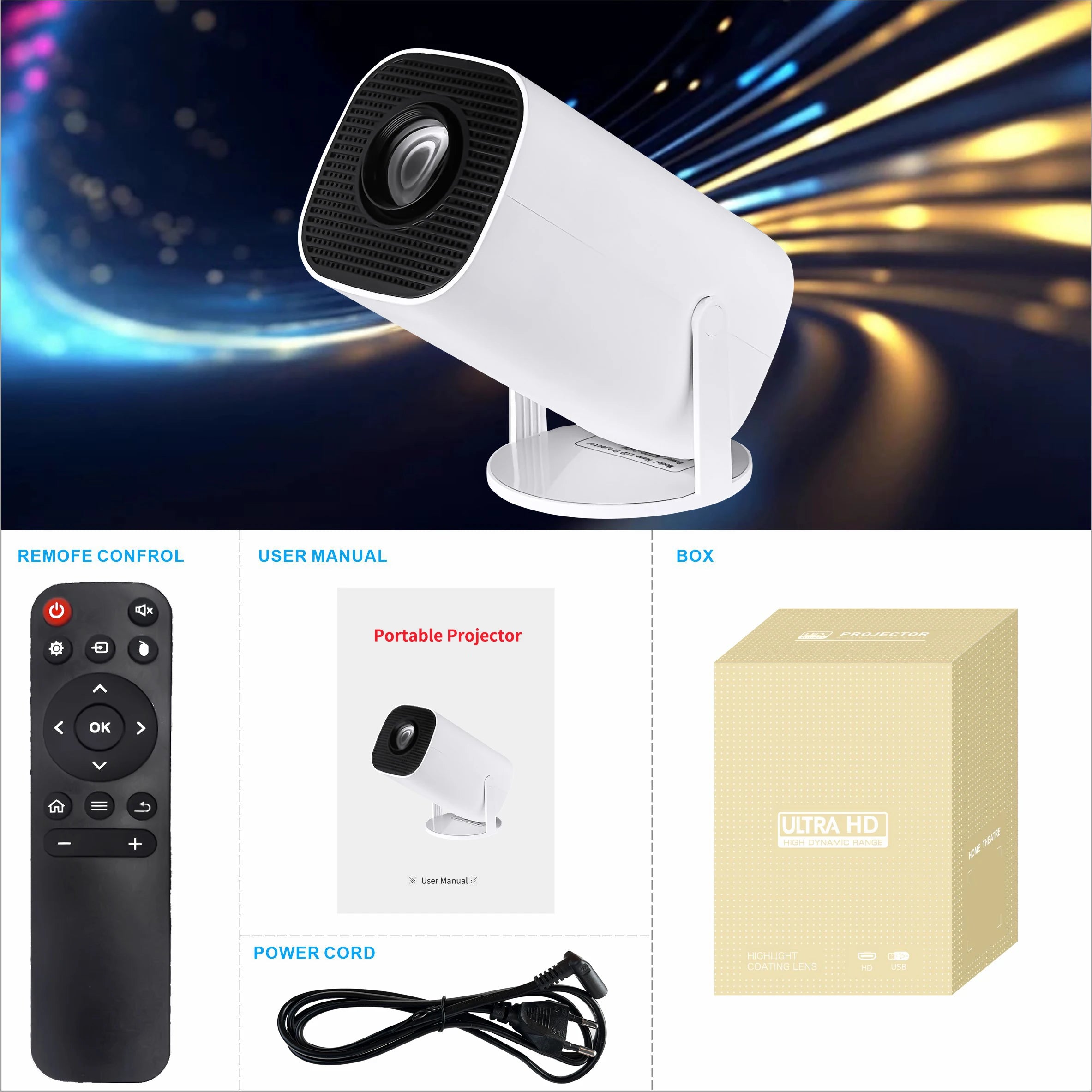 P30 Mini Smart Projector - 4K Ultra HD, Android 11, WiFi 6, BT 5.4, Mobile & Gaming Home Theater