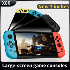 X80 large screen game console 7 inch TFT800*480 HD true color screen 3000mah handheld game console birthday Christmas gift