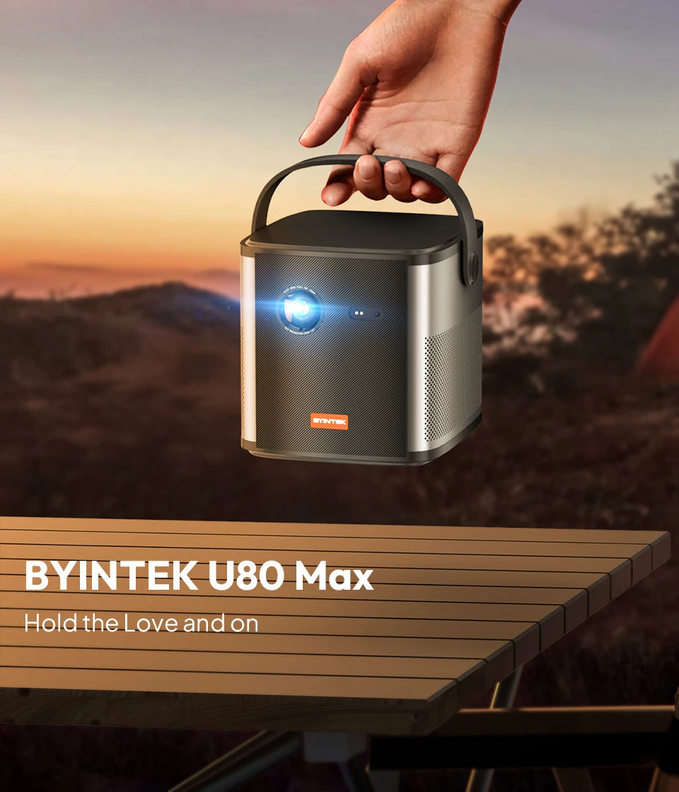 BYINTEK U80 Max 3D 4K Projector - Portable DLP Home Theater with Android 11, WiFi, 1080P HD, and Built-in Battery