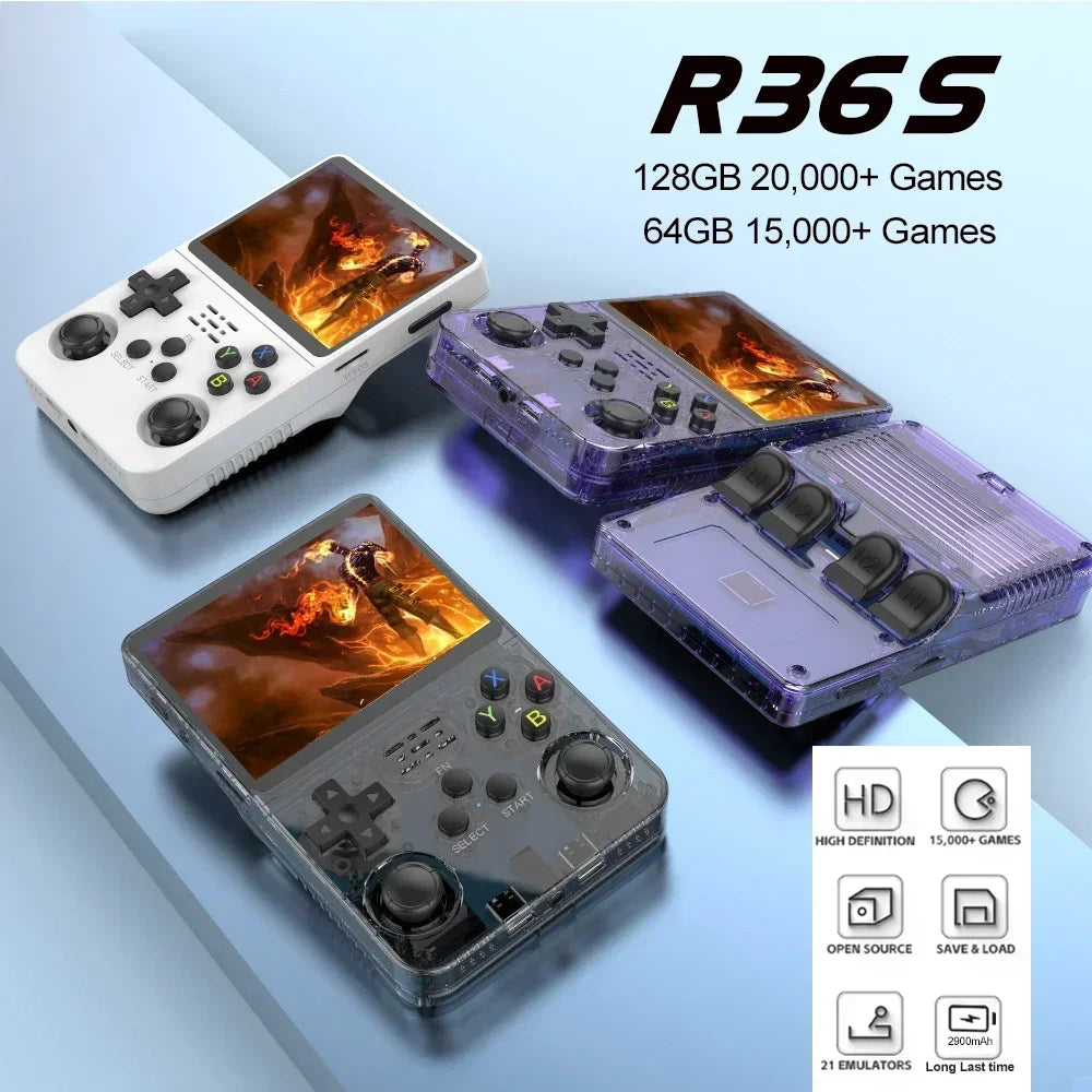 R36S Retro Handheld Game Player Linux System 3.5 Inch IPS Screen Portable Pocket Video Player For PS1/N64