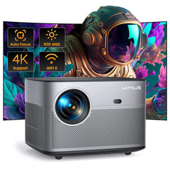 Wimius P64 Native 1080P Full HD Projector - 4K Support, 500 ANSI, 25,000L, WiFi 6, Bluetooth, Auto Focus & Keystone for Outdoor & Home Cinema