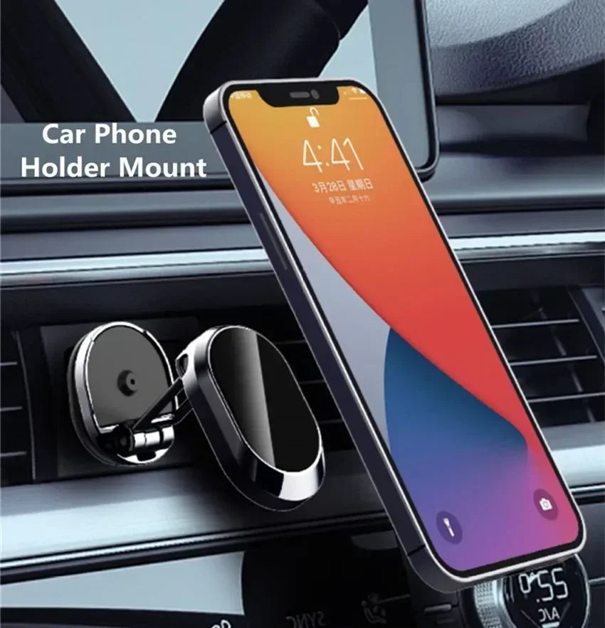 Metal Magnetic Car Phone Holder Folding Magnet Mount Mobile Cell Phone Stand GPS Support for iPhone 14 13 Xiaomi Huawei Samsung