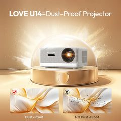 BYINTEK LOVE U14 4K Smart Projector - 1250 ANSI Lumens, Full HD 1080P, WiFi 6, Bluetooth, Auto Focus, Home Theater Ready