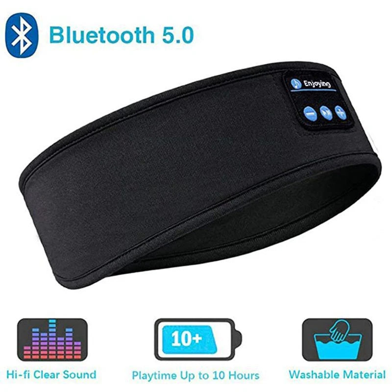 Bluetooth Sports Headband with Wireless Earphones – Elastic Sleep Mask, Music Headphones & Wireless Headset for Sleeping, Running, & Relaxation