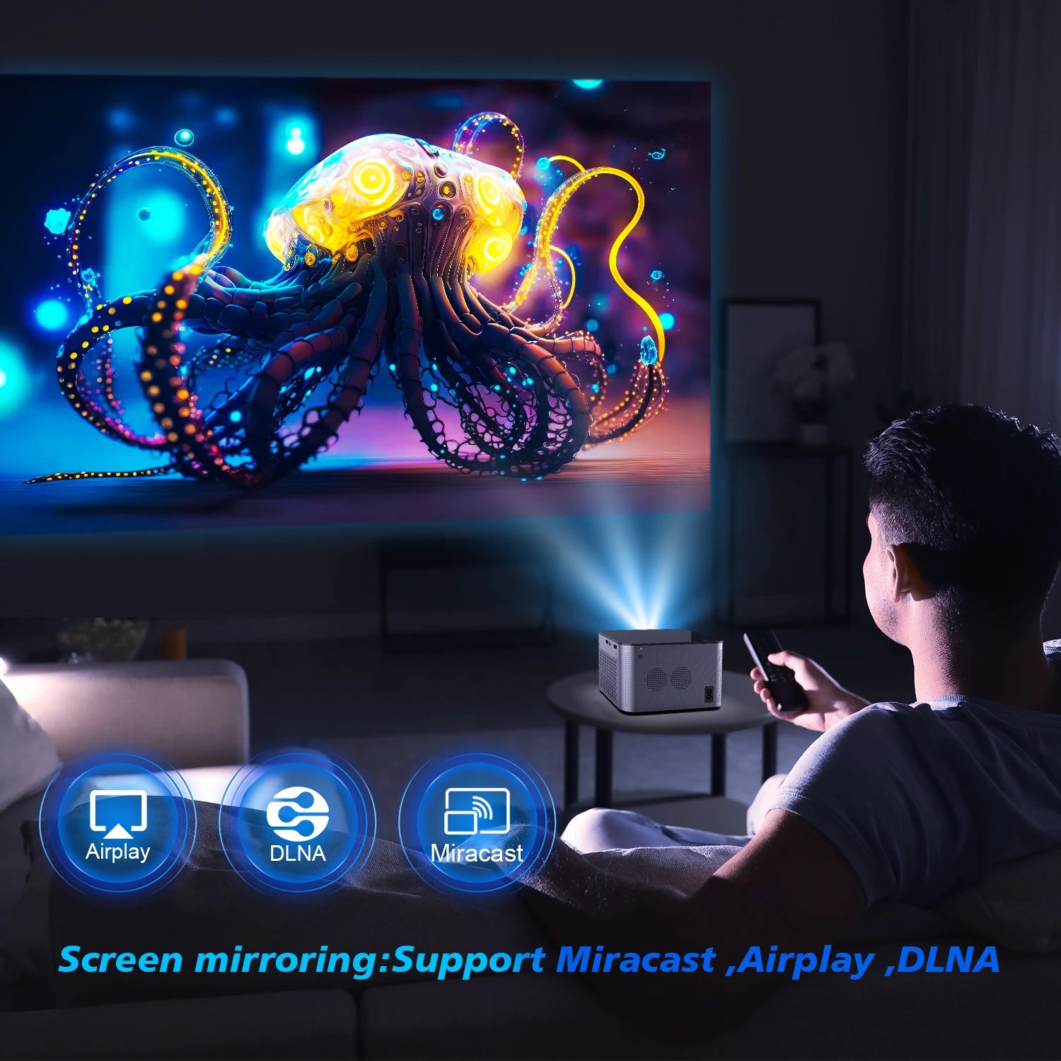 Magcubic HY350 Pro 4K projektor za kućno kino - 580 ANSI lumena, Android 11, WiFi 6, 1080P rezolucija, upravljanje glasom, elektronički fokus, BT 5.0, Allwinner H713 čip