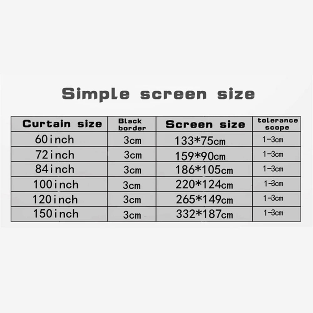 Portable HD Projector Screen - 16:9 Ratio, 60-150 Inch Sizes, Home Cinema & Outdoor Theater Display