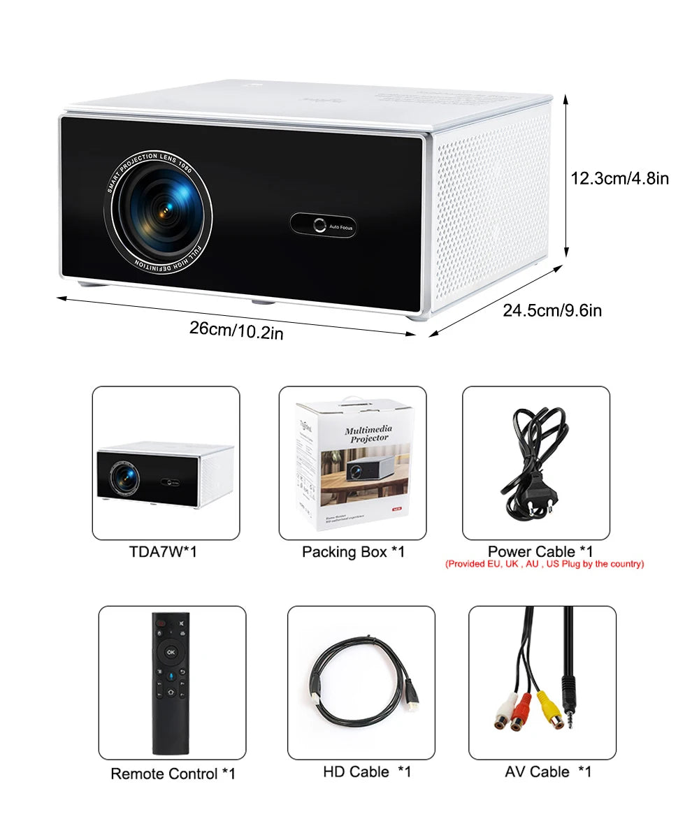 ThundeaL 2K 4K Full HD 1080P Projector TDA7W 2G 32G Android 13 WiFi 6 Home Theater TDA7 Beam Projector for Outdoor Meeting Video