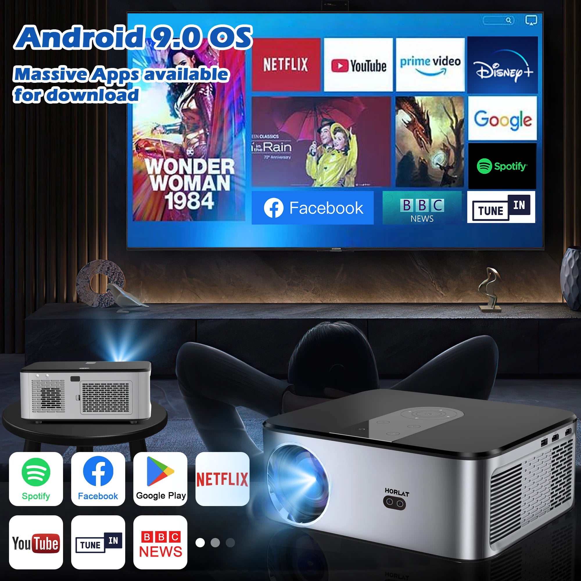 Android 4K LED Projector 800ANSI Full HD 1080P | Portable Home Theater Projector with Auto Keystone & 5G WiFi