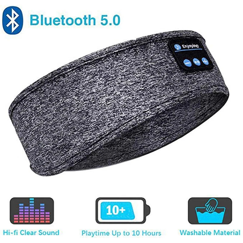 Bluetooth Sports Headband with Wireless Earphones – Elastic Sleep Mask, Music Headphones & Wireless Headset for Sleeping, Running, & Relaxation