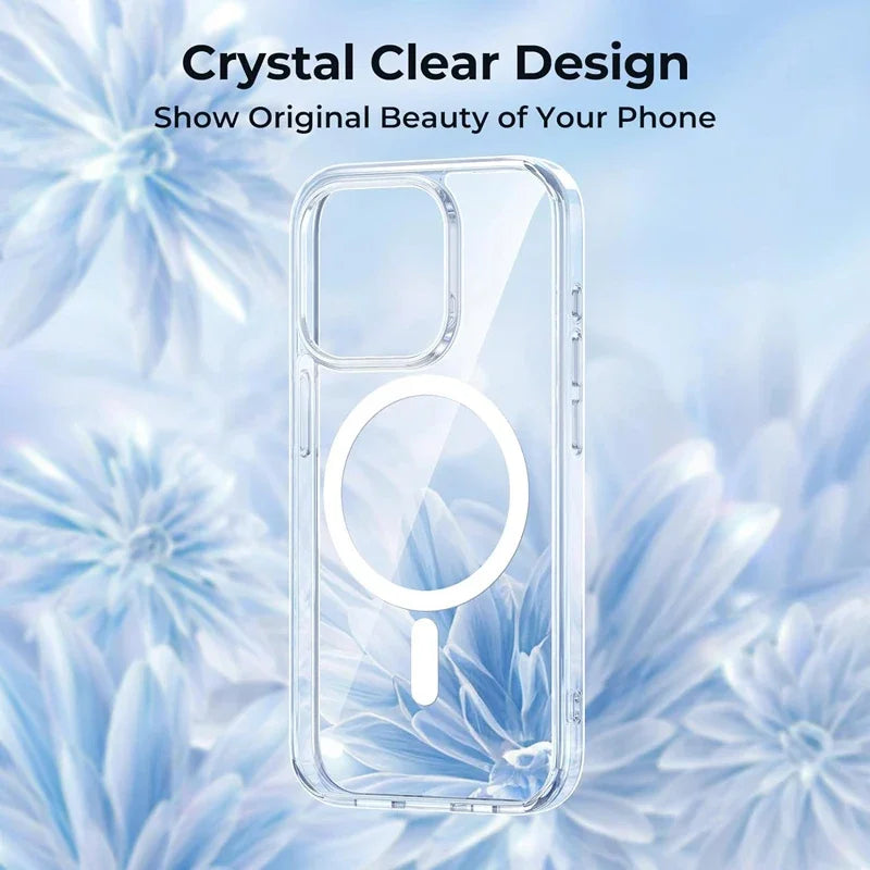 Clear Magnetic Case with MagSafe | Transparent Cover for iPhone 15, 14, 13, 12, 11 Pro Max, Mini, XS Max, XR, SE