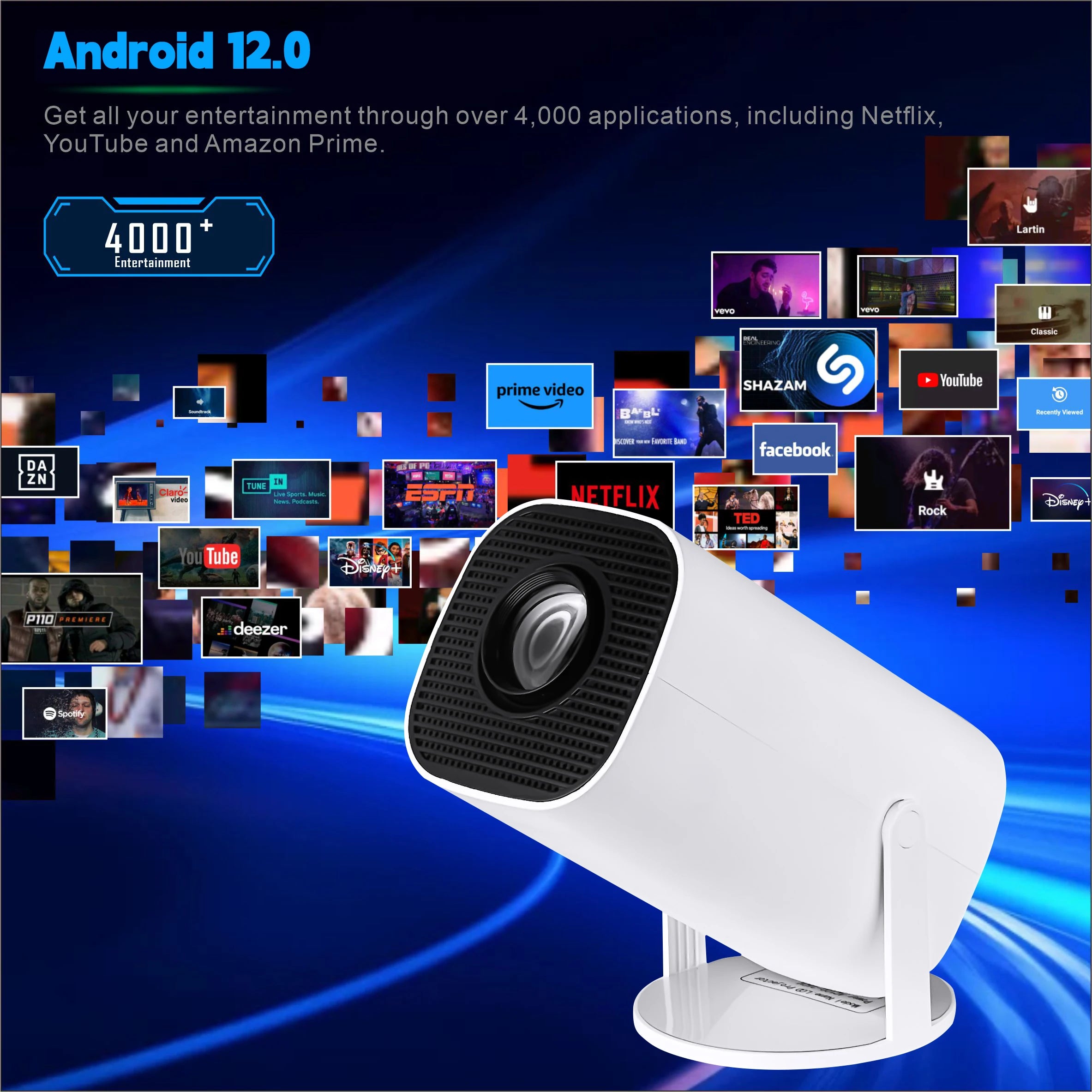 P30 Mini Smart Projector - 4K Ultra HD, Android 11, WiFi 6, BT 5.4, Mobile & Gaming Home Theater