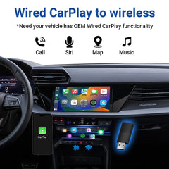 Mini Wireless CarPlay Adapter | Bluetooth WiFi Fast Connect Dongle, Plug & Play for OEM Wired CarPlay, Compatible with iPhone iOS 10+