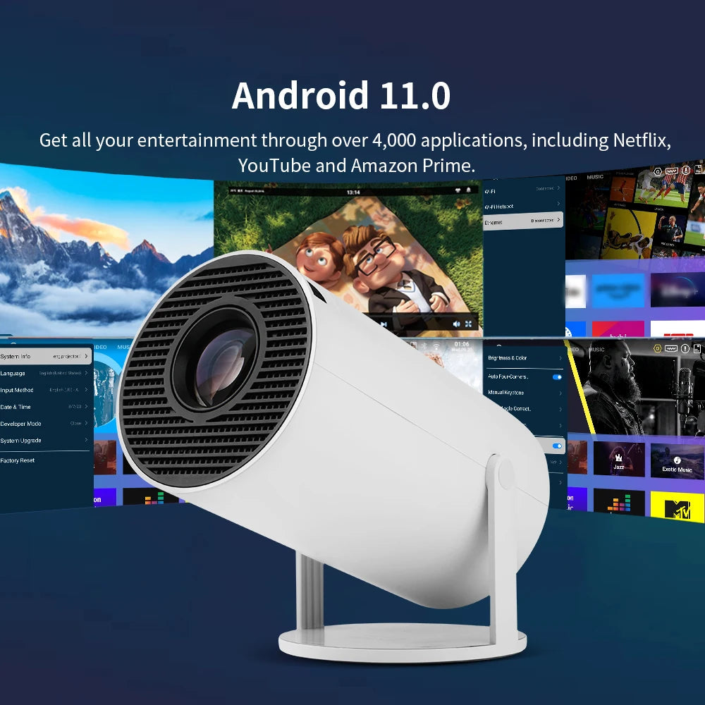 Mini Projector HY300 Pro Android 11 HD 720p WiFi 260 ANSI