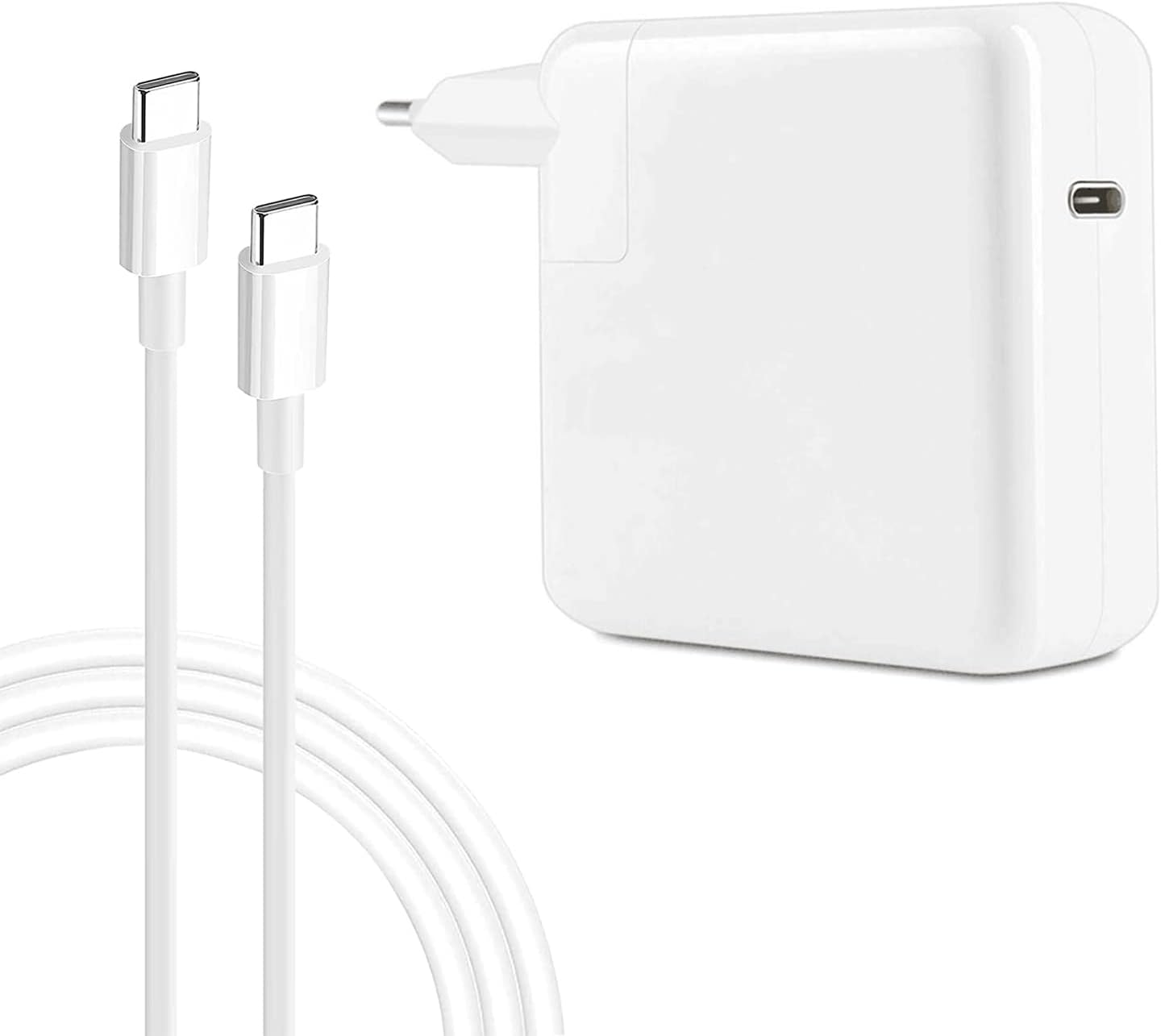 NRG+ Fast Charging USB-C Type C Power Adapter with 2M USB-C to USB-C Charging Cable for MacBook Pro.