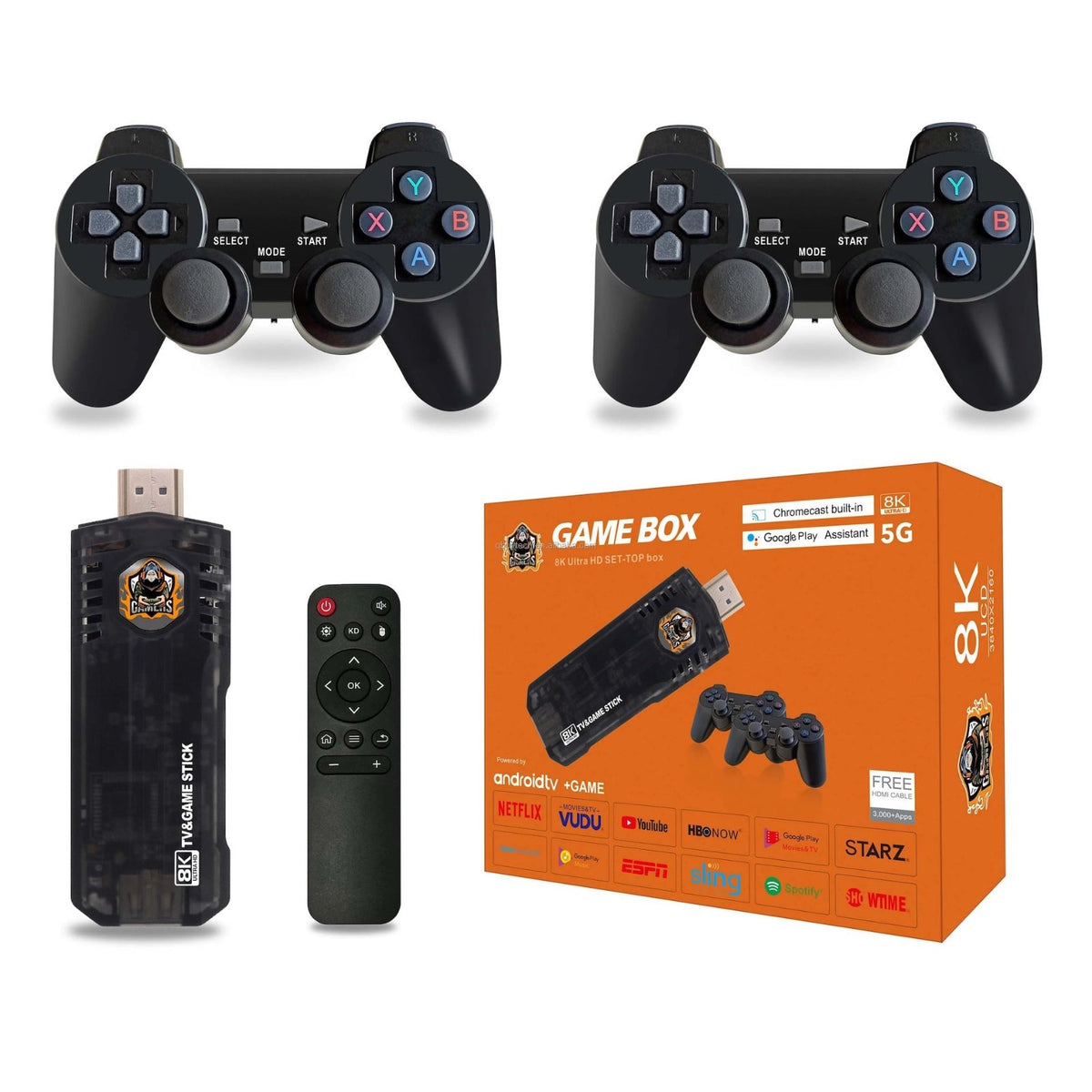 X8 Game TV Stick | 4K HD, bežični kontroler, Dual OS, 64GB, Retro &amp; PS1 igre 